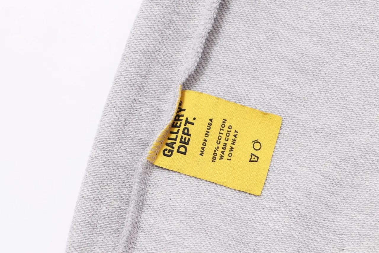 802#Gallery Dept New Slogan Horseshoe Design Printed Hoodie American High Street Hooded Sweatshirt Light Gray Blue S~XL P180
